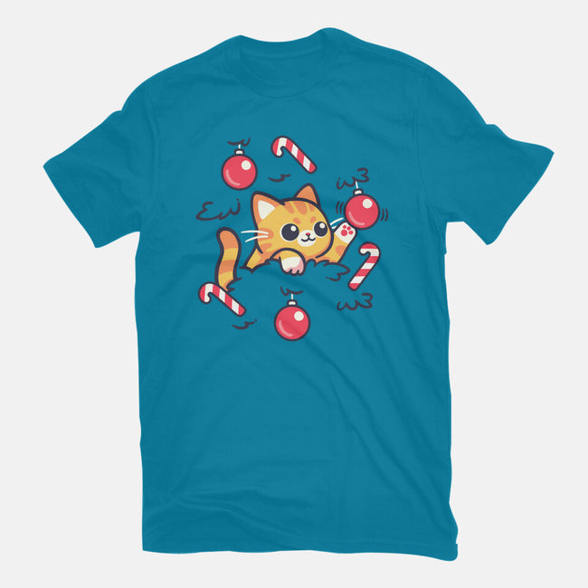 Cat In The Christmas Tree-Unisex-Basic-Tee-NemiMakeit