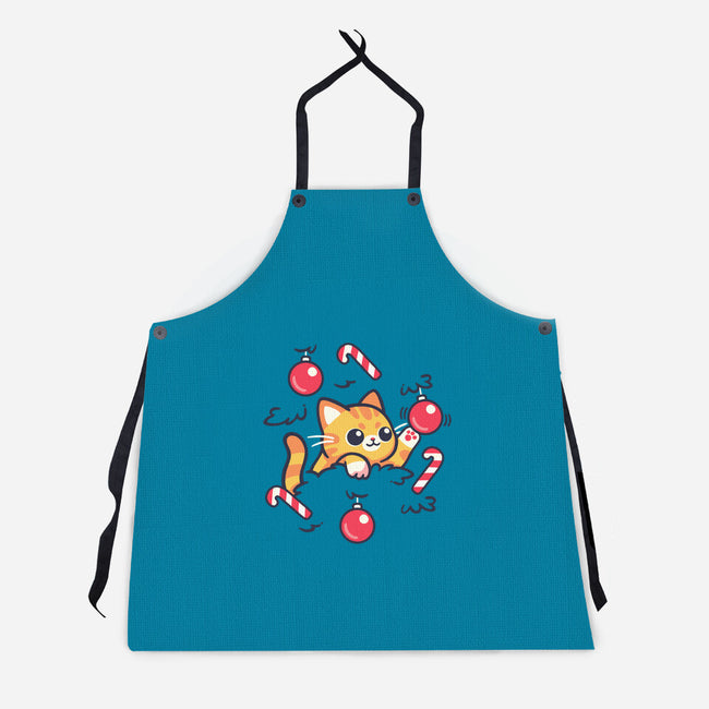 Cat In The Christmas Tree-Unisex-Kitchen-Apron-NemiMakeit