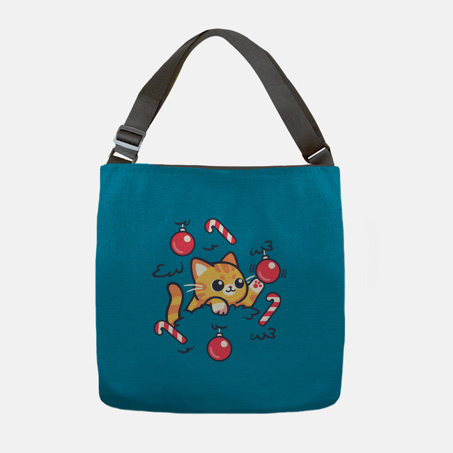 Cat In The Christmas Tree-None-Adjustable Tote-Bag-NemiMakeit