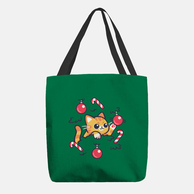 Cat In The Christmas Tree-None-Basic Tote-Bag-NemiMakeit