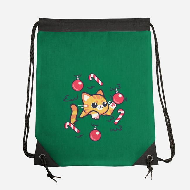 Cat In The Christmas Tree-None-Drawstring-Bag-NemiMakeit