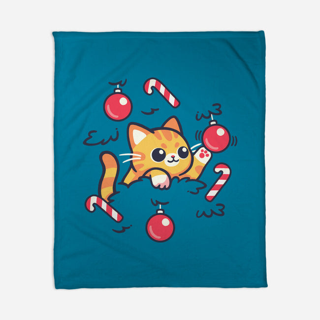 Cat In The Christmas Tree-None-Fleece-Blanket-NemiMakeit