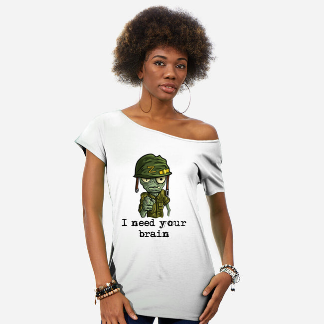 Soldier Zombie-Womens-Off Shoulder-Tee-nickzzarto