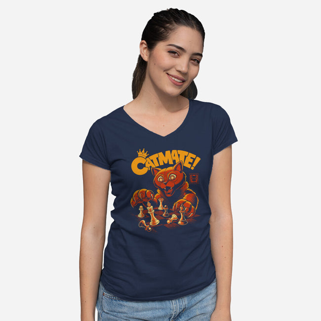 Checkmate Chess For Cats-Womens-V-Neck-Tee-worlddominationforcats