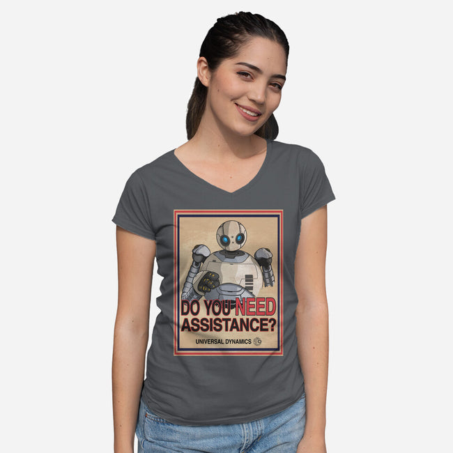 Assistance-Womens-V-Neck-Tee-JCMaziu