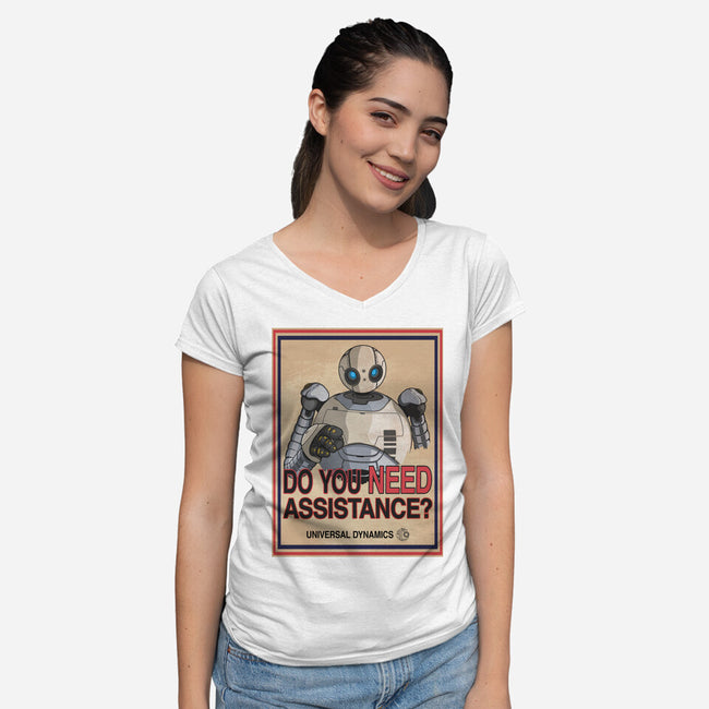 Assistance-Womens-V-Neck-Tee-JCMaziu