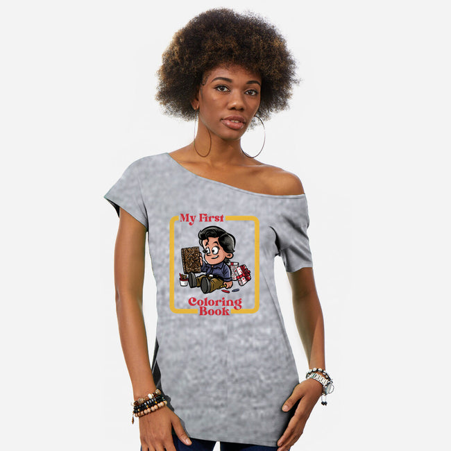 My First Coloring Book-Womens-Off Shoulder-Tee-zascanauta