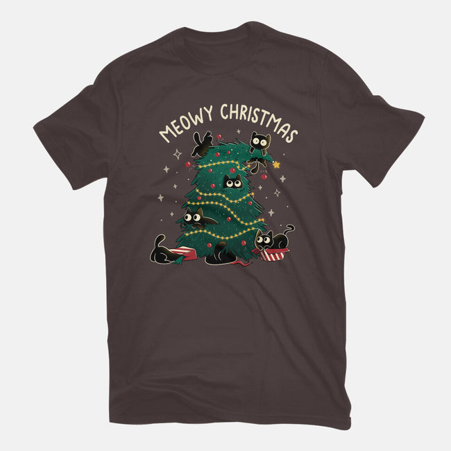 Meowy Christmas Funny Cats-Mens-Basic-Tee-tobefonseca