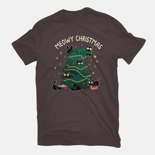 Meowy Christmas Funny Cats-Womens-Basic-Tee-tobefonseca