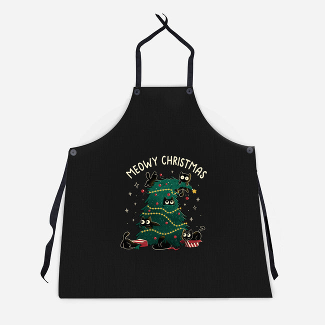 Meowy Christmas Funny Cats-Unisex-Kitchen-Apron-tobefonseca