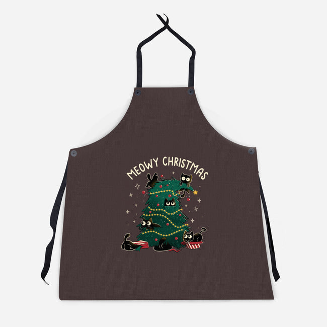 Meowy Christmas Funny Cats-Unisex-Kitchen-Apron-tobefonseca