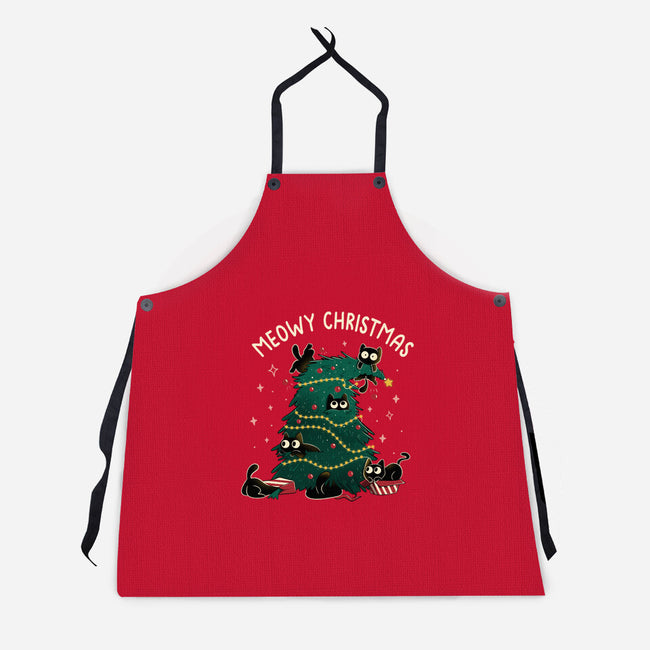 Meowy Christmas Funny Cats-Unisex-Kitchen-Apron-tobefonseca