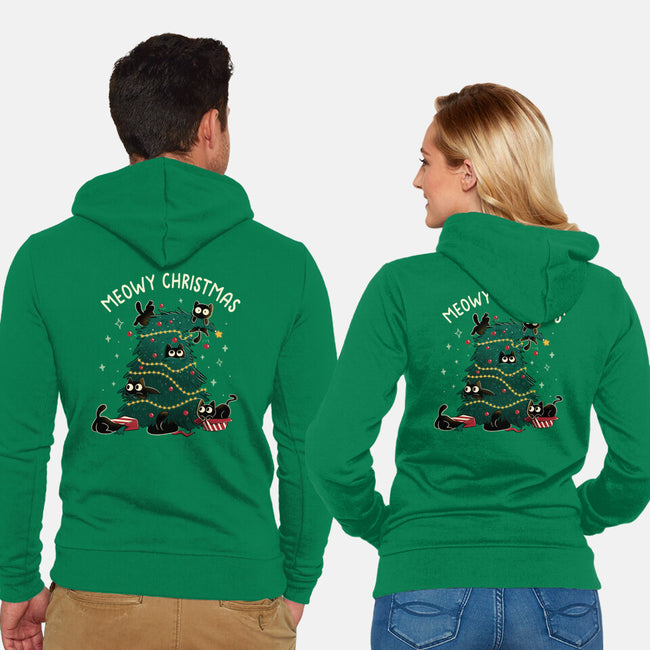 Meowy Christmas Funny Cats-Unisex-Zip-Up-Sweatshirt-tobefonseca