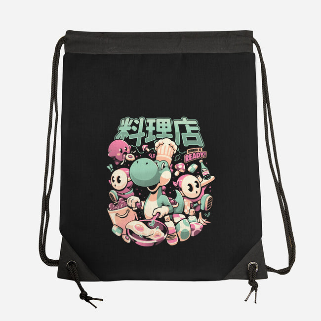 Dino Diner-None-Drawstring-Bag-eduely