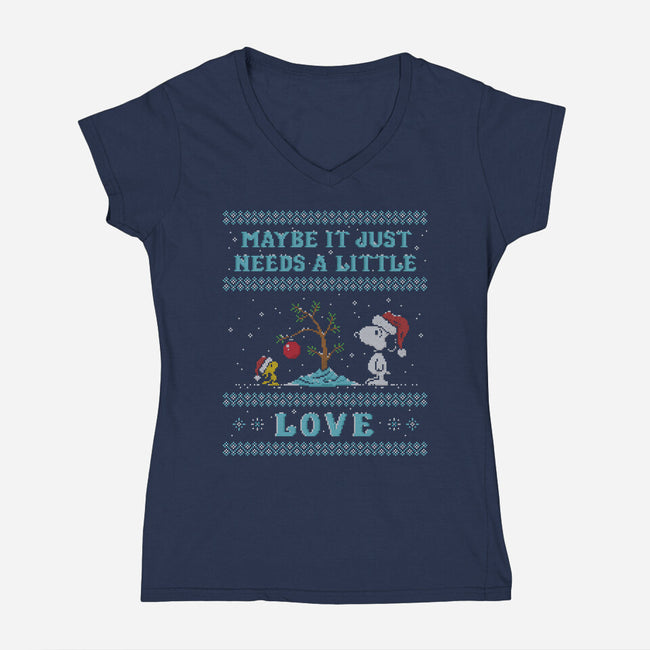 Maybe It Just Needs Love-Womens-V-Neck-Tee-kg07