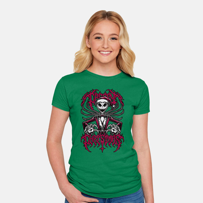 Creepy Christmas Skeleton-Womens-Fitted-Tee-Studio Mootant