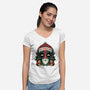 Ho Freakin Ho-Womens-V-Neck-Tee-glitchygorilla