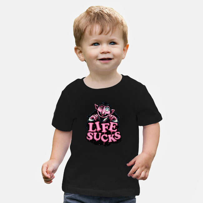 This Life Sucks-Baby-Basic-Tee-glitchygorilla