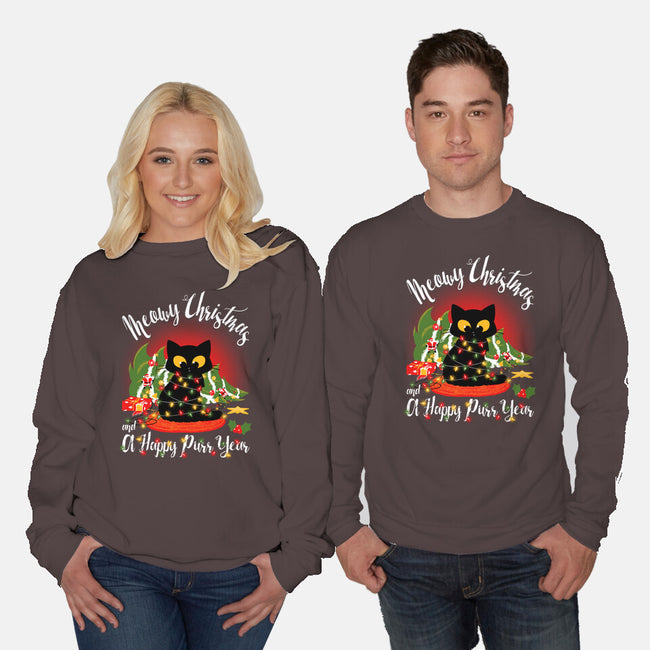 Meowy Christmas And A Happy Purr Year-Unisex-Crew Neck-Sweatshirt-Tronyx79