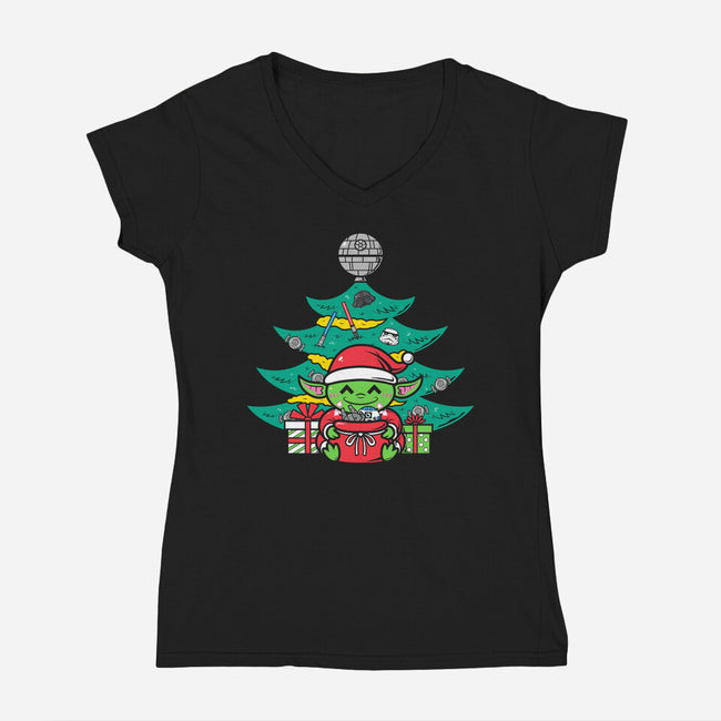 Christmas Tree In A Galaxy Far Away-Womens-V-Neck-Tee-krisren28