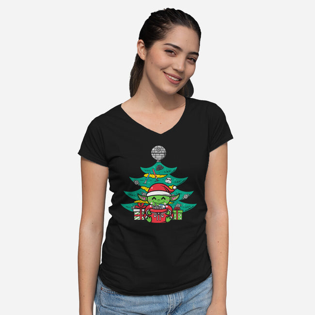 Christmas Tree In A Galaxy Far Away-Womens-V-Neck-Tee-krisren28