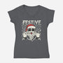 Festive Rock And Roll Santa-Womens-V-Neck-Tee-tobefonseca