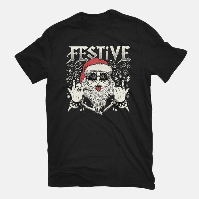 Festive Rock And Roll Santa-Unisex-Basic-Tee-tobefonseca