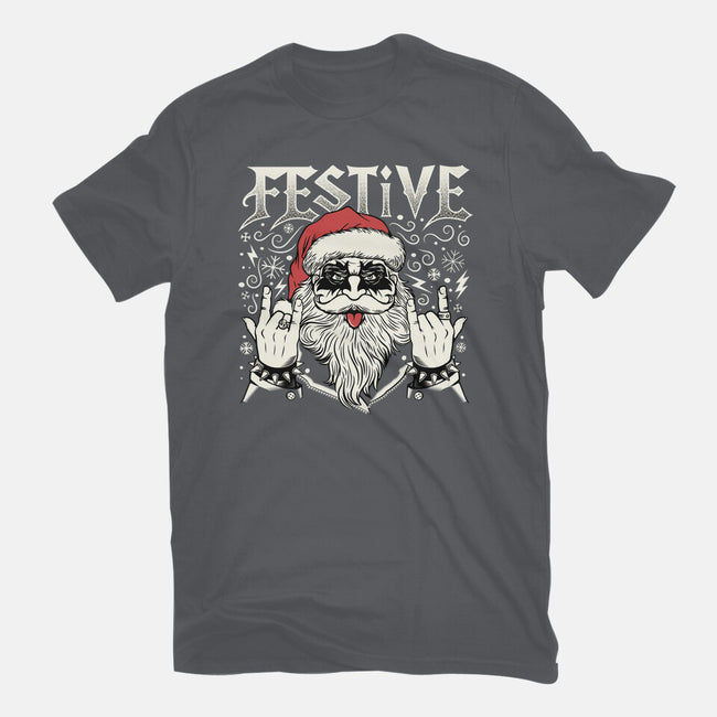 Festive Rock And Roll Santa-Mens-Heavyweight-Tee-tobefonseca