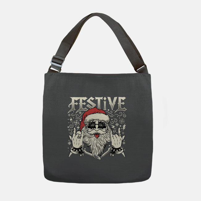 Festive Rock And Roll Santa-None-Adjustable Tote-Bag-tobefonseca