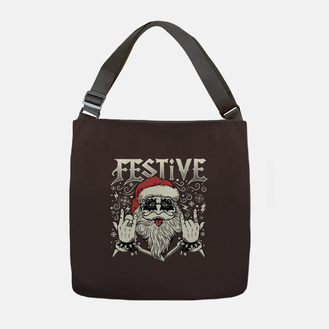 Festive Rock And Roll Santa-None-Adjustable Tote-Bag-tobefonseca