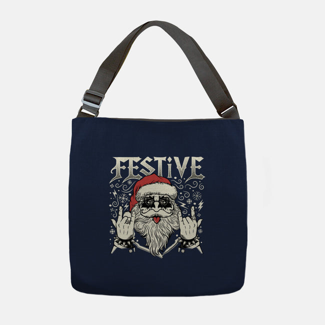 Festive Rock And Roll Santa-None-Adjustable Tote-Bag-tobefonseca