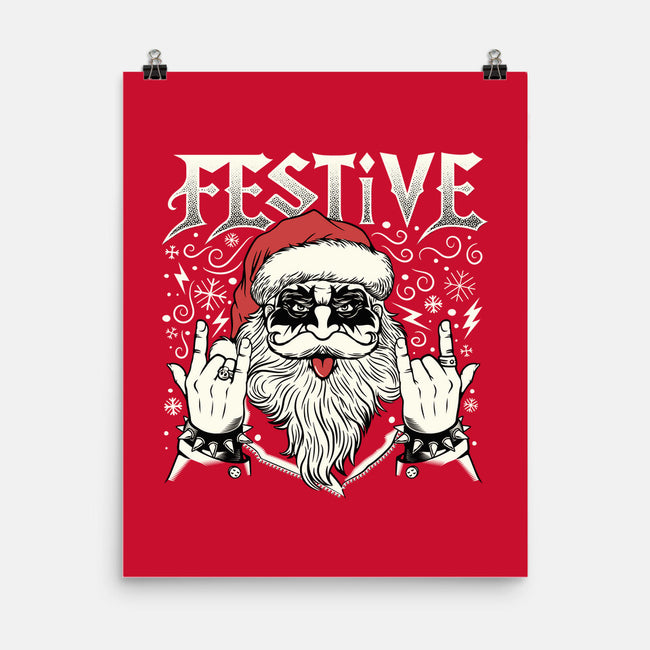 Festive Rock And Roll Santa-None-Matte-Poster-tobefonseca