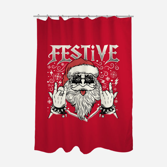 Festive Rock And Roll Santa-None-Polyester-Shower Curtain-tobefonseca