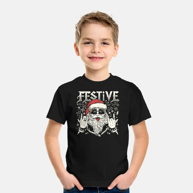 Festive Rock And Roll Santa-Youth-Basic-Tee-tobefonseca