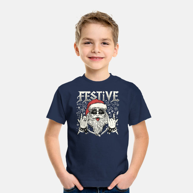 Festive Rock And Roll Santa-Youth-Basic-Tee-tobefonseca