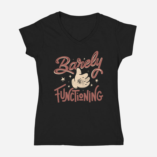 Barely Functioning-Womens-V-Neck-Tee-tobefonseca