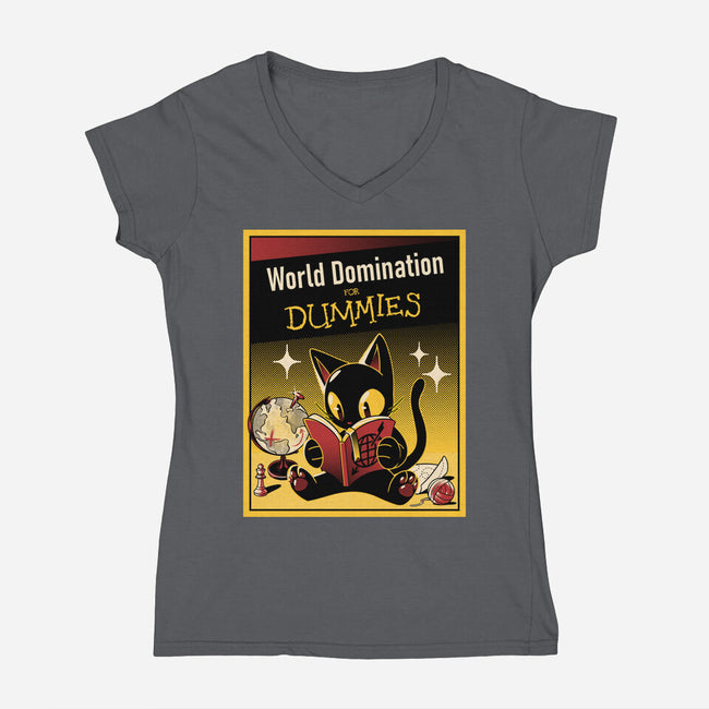 World Domination For Dummies-Womens-V-Neck-Tee-tobefonseca