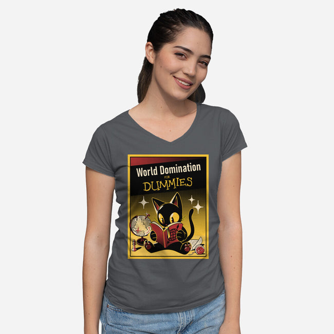 World Domination For Dummies-Womens-V-Neck-Tee-tobefonseca