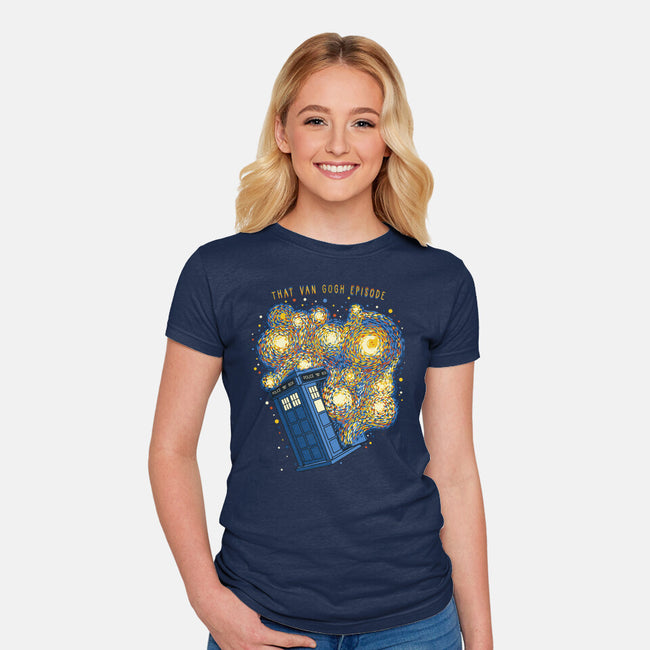 Travel Time Van Gogh Episode-Womens-Fitted-Tee-tobefonseca