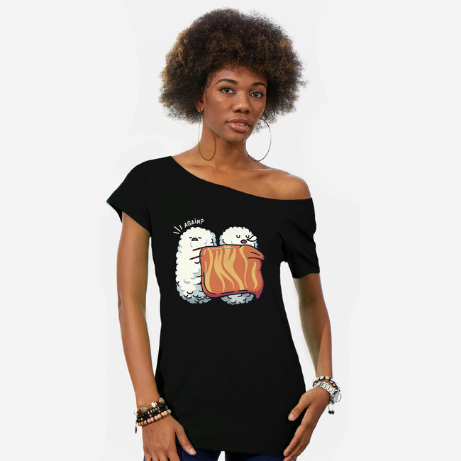 Sleeping Sushi Again-Womens-Off Shoulder-Tee-tobefonseca