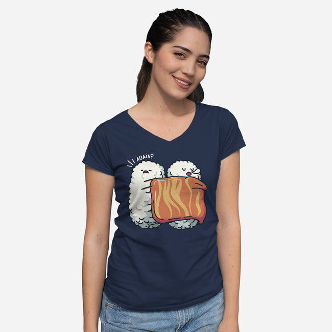 Sleeping Sushi Again-Womens-V-Neck-Tee-tobefonseca