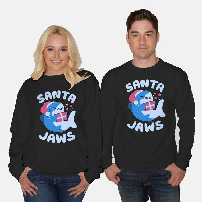 Santa Jaws Xmas Shark-Unisex-Crew Neck-Sweatshirt-tobefonseca