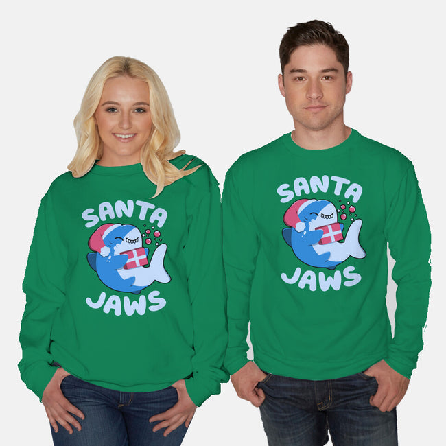 Santa Jaws Xmas Shark-Unisex-Crew Neck-Sweatshirt-tobefonseca