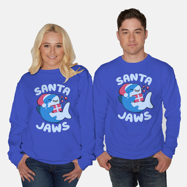 Santa Jaws Xmas Shark-Unisex-Crew Neck-Sweatshirt-tobefonseca