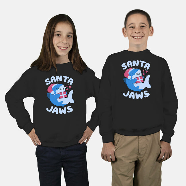 Santa Jaws Xmas Shark-Youth-Crew Neck-Sweatshirt-tobefonseca