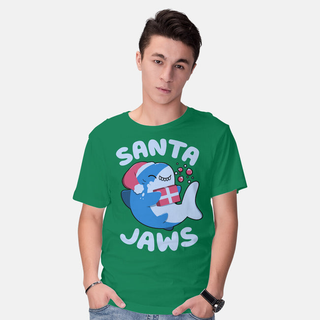 Santa Jaws Xmas Shark-Mens-Basic-Tee-tobefonseca