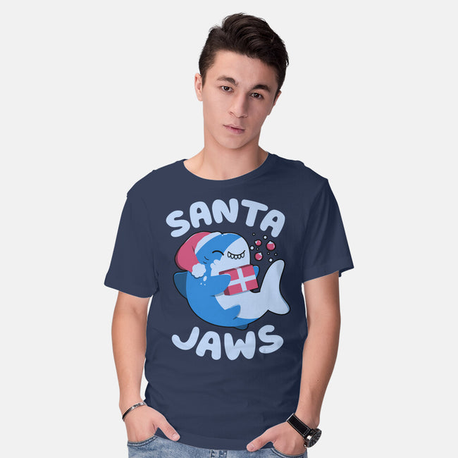 Santa Jaws Xmas Shark-Mens-Basic-Tee-tobefonseca