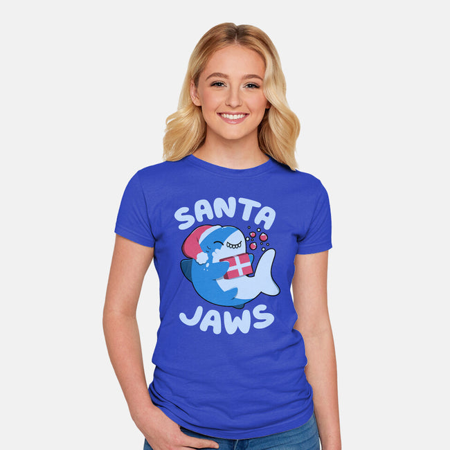 Santa Jaws Xmas Shark-Womens-Fitted-Tee-tobefonseca