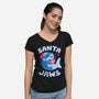 Santa Jaws Xmas Shark-Womens-V-Neck-Tee-tobefonseca