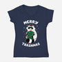 Merry Trashmas Xmas Raccoon-Womens-V-Neck-Tee-tobefonseca